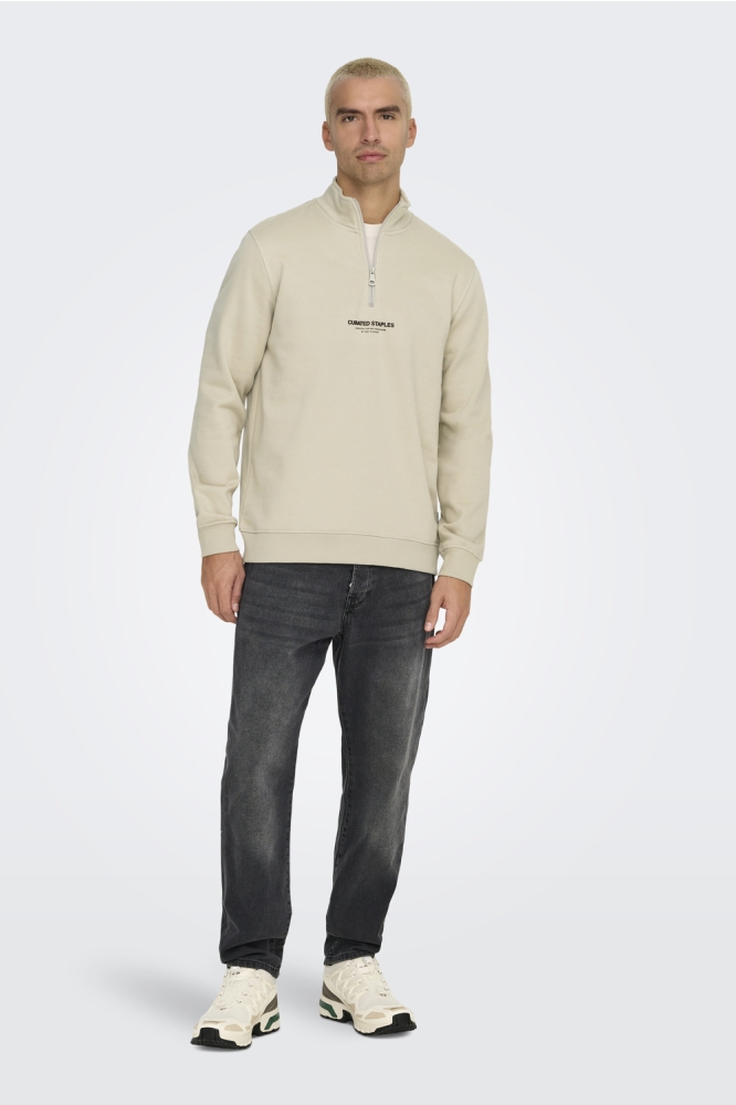 ONSCURATED REG HALF ZIP SWEAT 22030922 SILVER LINING